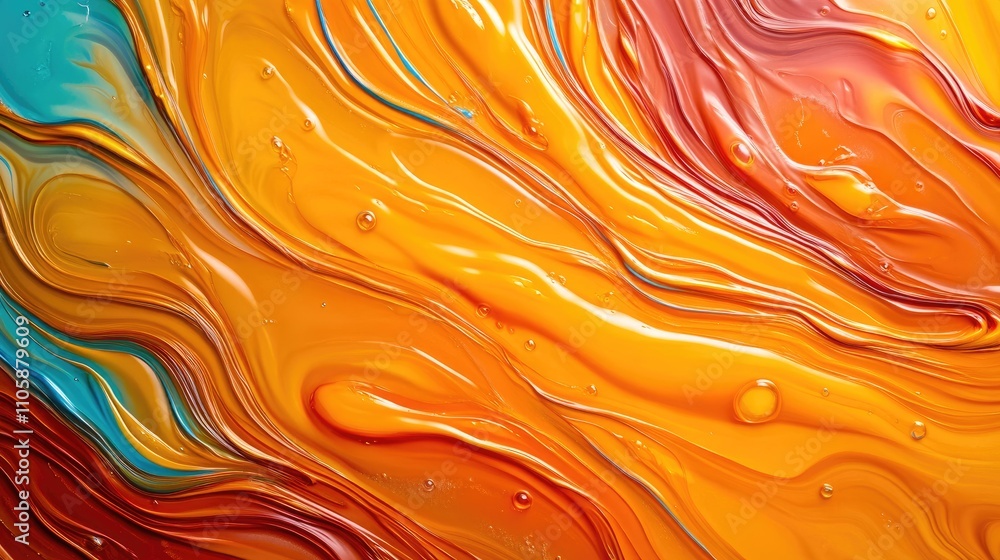 Poster vibrant abstract background with flowing colors in warm tones of orange, red, and yellow creating a 