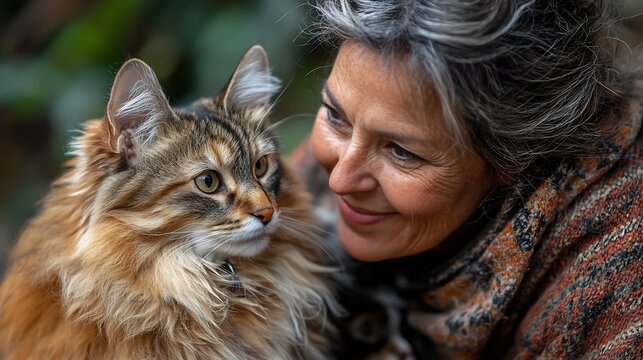 Retired woman finds joy in volunteering at an animal shelter  surrounded by loving dogs and cats