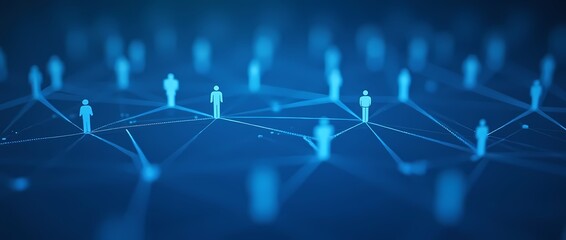Obraz premium Graphic representation of social connections, blue background of social network