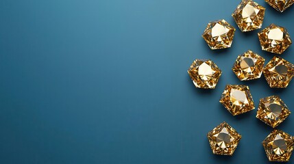 Diamond and gold wealth display, luxurious aesthetic, 3D illustration