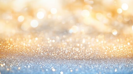 Fototapeta premium Abstract golden background with bokeh effect and shining defocused glitters. Festive gold texture for Christmas, New Year, birthday, celebration, greeting, victory, success, magic party.