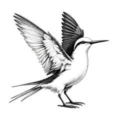 Fototapeta premium a tropicbird sketch engraving. White background.