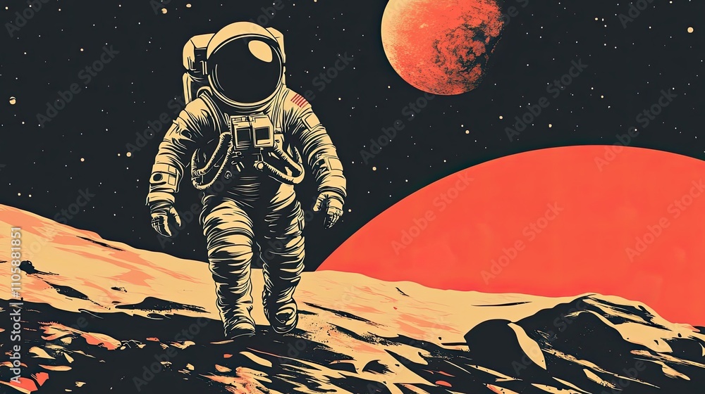 Canvas Prints astronaut walking on an alien planet surface