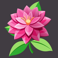 3D Cartoon Pink Flower Vector Illustration