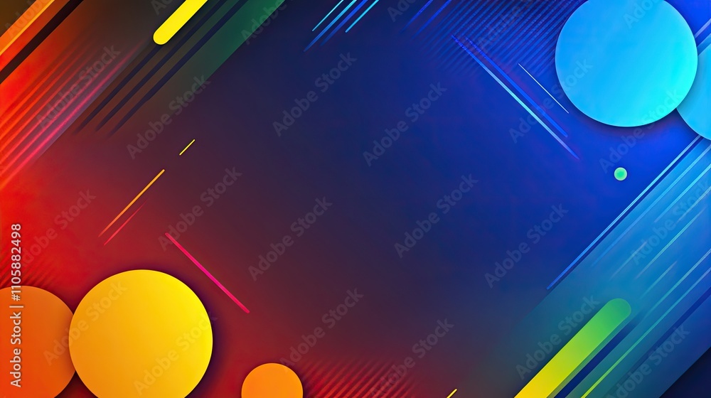 Poster vibrant abstract background with dynamic lines and colorful circles, perfect for modern designs, gra
