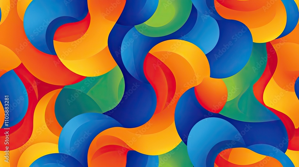 Aufkleber vibrant abstract waves in blue, orange, green, and red creating a colorful flowing background for mo