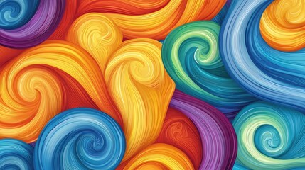 Vibrant and Colorful Abstract Swirls and Waves in Warm and Cool Tones, Ideal for Backgrounds, Textures, and Artistic Projects