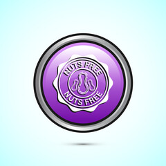 Peanuts free icon, No nuts label. Allergen free logo illustration, Pink Color Round Button Design