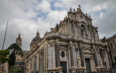 Fototapeta premium The Cathedral Basilica of St. Agatha of Sicily in Catania is a Roman Catholic cathedral in the Sicilian city of Catania