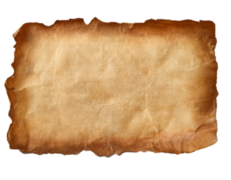 Old parchment paper on transparent background