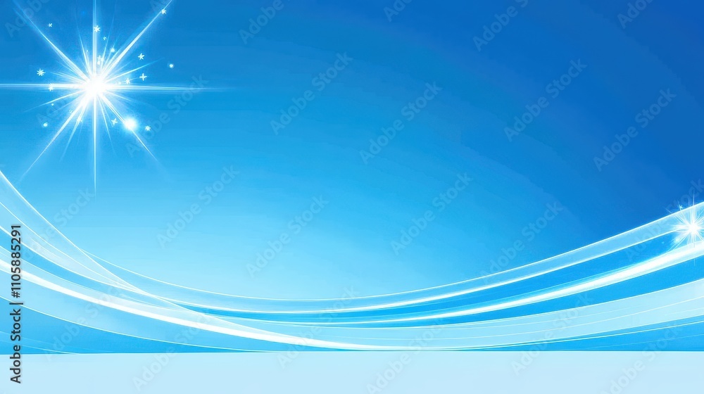 Aufkleber bright and serene blue background with shimmering light effects and smooth curved lines for a peacef