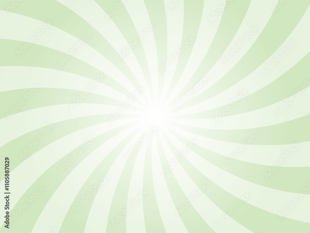 Poster green sunburst background. tea green radial retro glowing rays banner. abstract retro whirlwind star