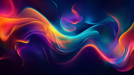 Abstract graphics blend with holographic designs to signify technological advancement.