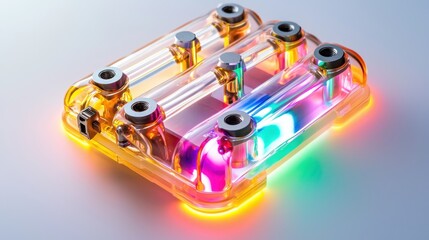 Obraz premium Colorful Transparent Device with Lights and Multiple Connectors