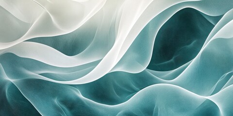Fototapeta premium Flowing shapes in varying shades of blue and white come together to form a calming abstract representation of ocean waves, evoking a sense of peace and serenity.