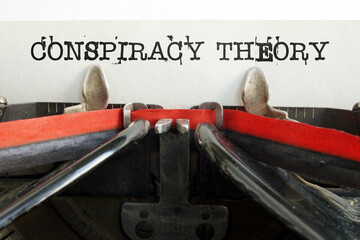 Conspiracy theory is shown using the text. Disinformation and sensationalism