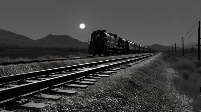 Journey Along the Railway Tracks Under a Blue Sky