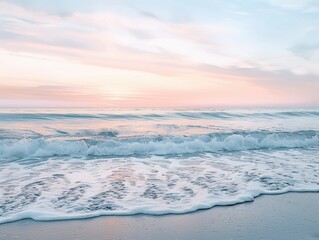 Obraz premium Tranquil seascape at sunset with gentle waves.