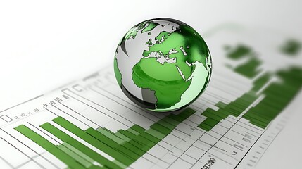 Green Globe Rests on a Financial Growth Chart
