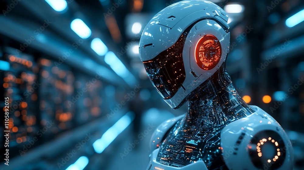 Poster Futuristic robot in a high-tech environment.