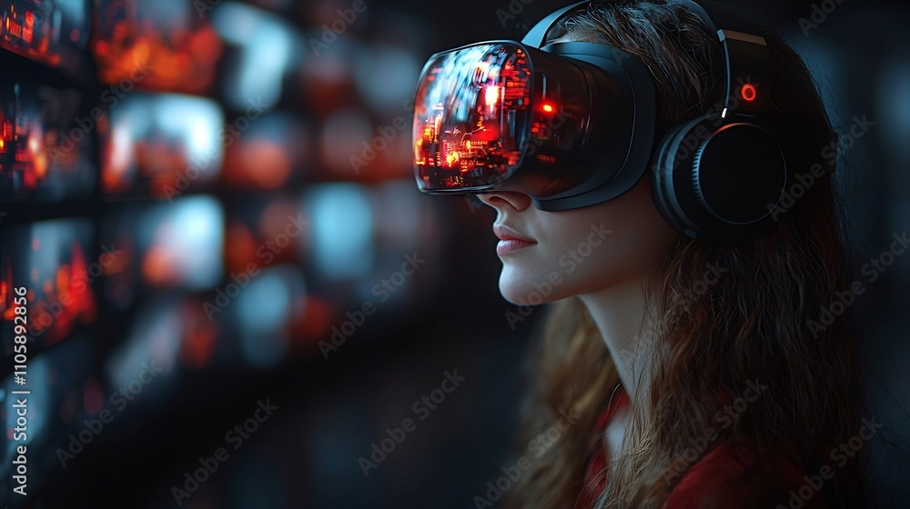 Poster virtual customer service agents handling multiple inquiries in futuristic support center