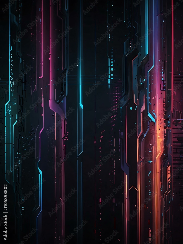 Poster cyberpunk abstract gradient lines background.