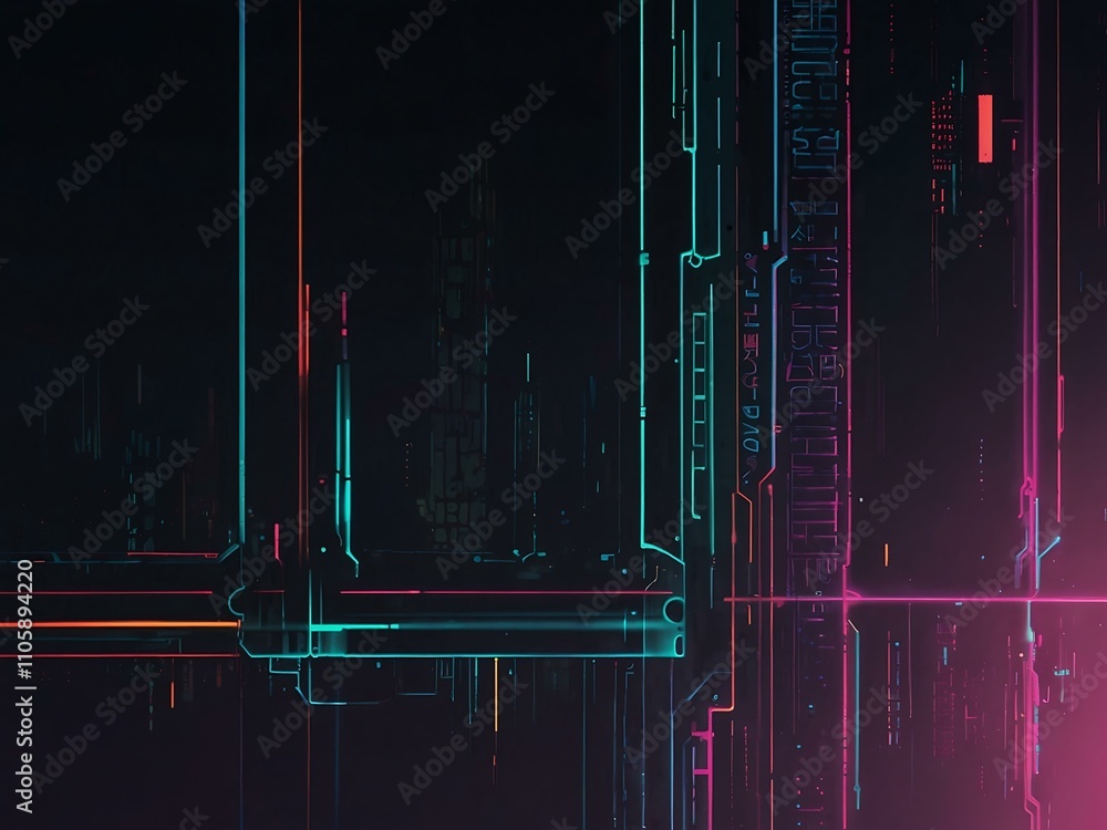 Poster cyberpunk lines with a gradient effect.