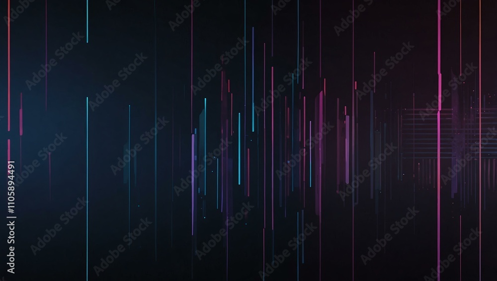 Poster cyberpunk-style abstract gradient lines.