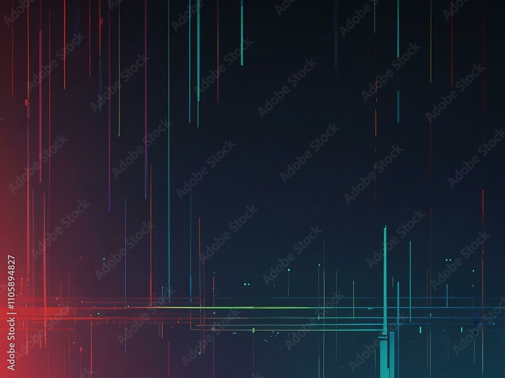 Poster cyberpunk-style abstract lines in gradient colors.