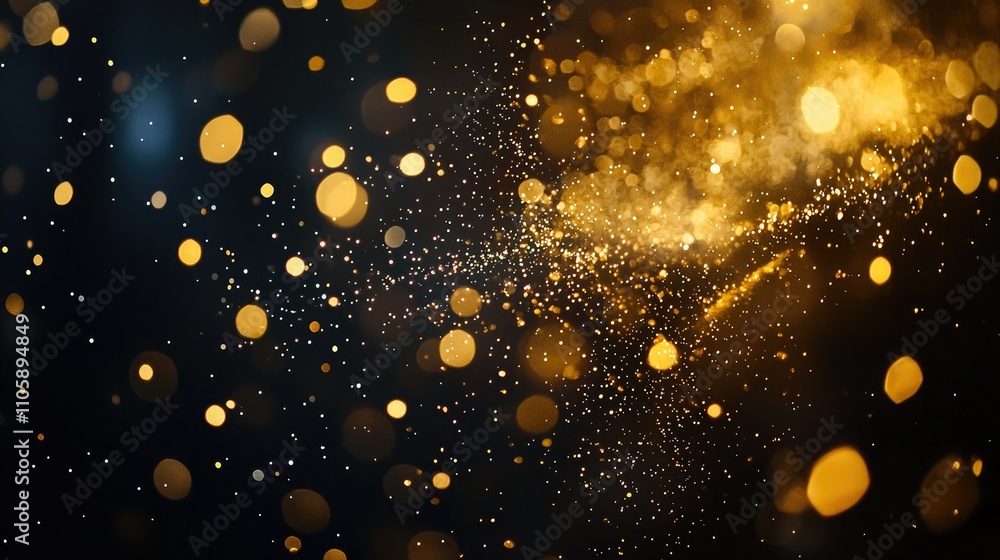 Poster elegant happy new year typography on a dark background with sparkles