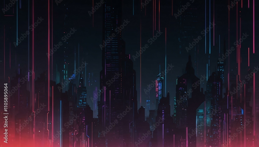 Poster cyberpunk-style lines with abstract gradient colors.