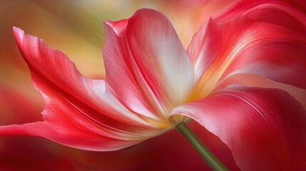 Vibrant red tulip petals in artistic close-up.