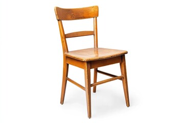 1950s Period Furniture—Classic Wooden Kitchen Chair Isolated on White