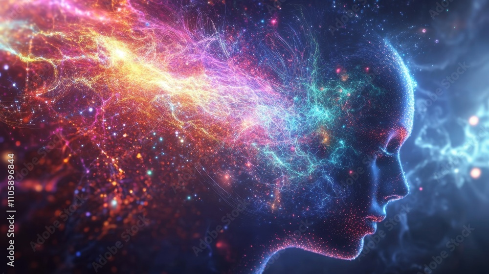 Poster quantum simulation art with intricate, glowing networks of particles, waves, and interactive forces 