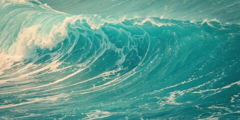 Obraz premium A Majestic Ocean Wave, a Teal and White Symphony of Nature's Power