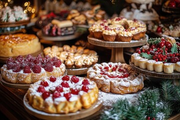 Christmas dessert charcuterie board displaying festive treats and sweets