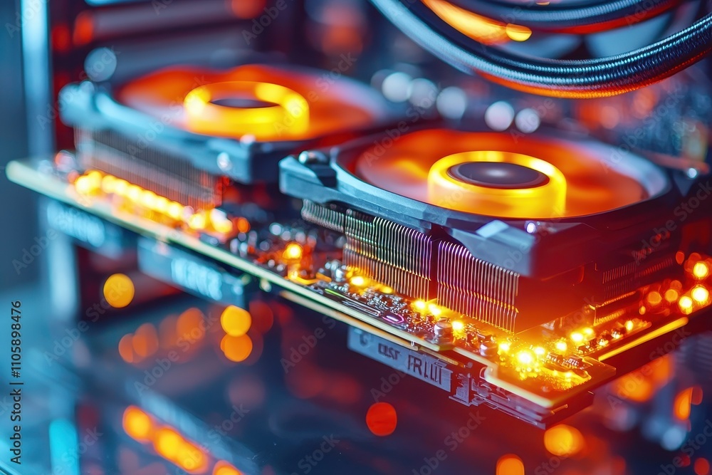 Poster high-performance computer components with led lighting effects