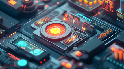 Obraz premium Future tech illustrations depict the potential of 3D integrated analytics platforms.