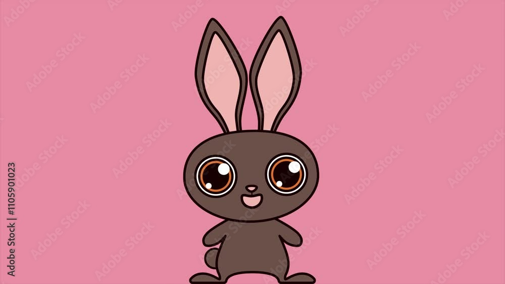 Poster brown rabbit. abstract loop animation