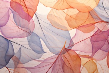 Translucent Layers of Leaves in Soft Beige and Pink"