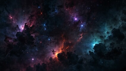 Dark cosmic theme with a nebulous background.