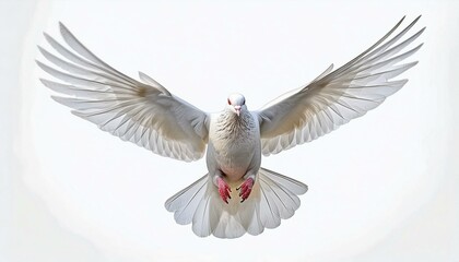 Flying white doveon isolated white backgroud 