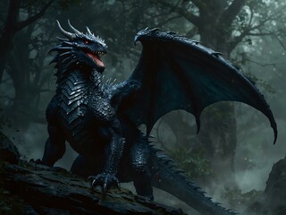 Dark fantasy dragon art showcasing a majestic creature.