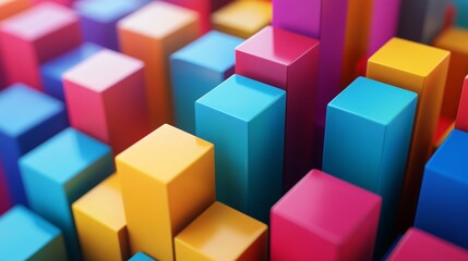 Obraz premium Colorful Blocks Representing SWOT Analysis in Vibrant 3D Design