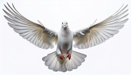 Fototapeta premium Flying white doveon isolated white backgroud 
