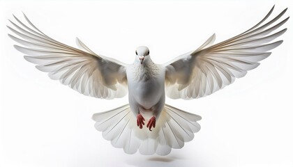 Obraz premium Flying white doveon isolated white backgroud 