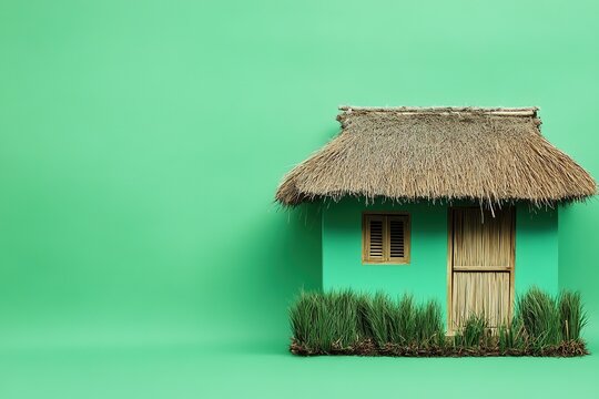 宝蔵】古民家 オブジェ 照明 茅葺 藁葺き屋根 田舎小屋 農民美術
