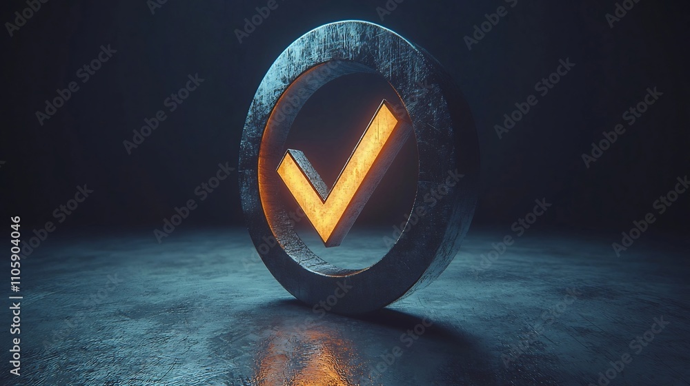 Aufkleber minimalist checkmark icon in circular frame on clean white background
