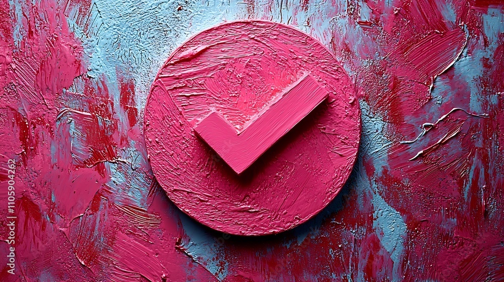 Poster Minimalist Checkmark Icon in Circular Frame Symbolizing Completion or Approval on Clean Background