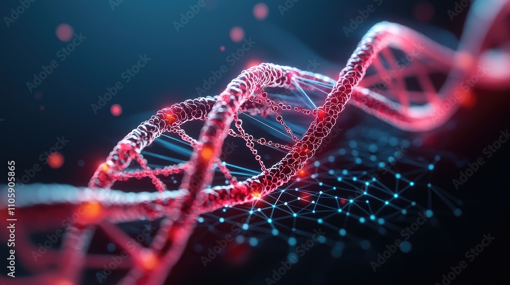 Aufkleber stunning 3d visualization of a dna helix with a futuristic background highlighting complex molecular